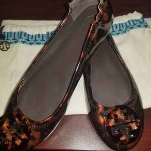 Tory Burch 6.5 Brown Tortoise Brown Minnie Ballet